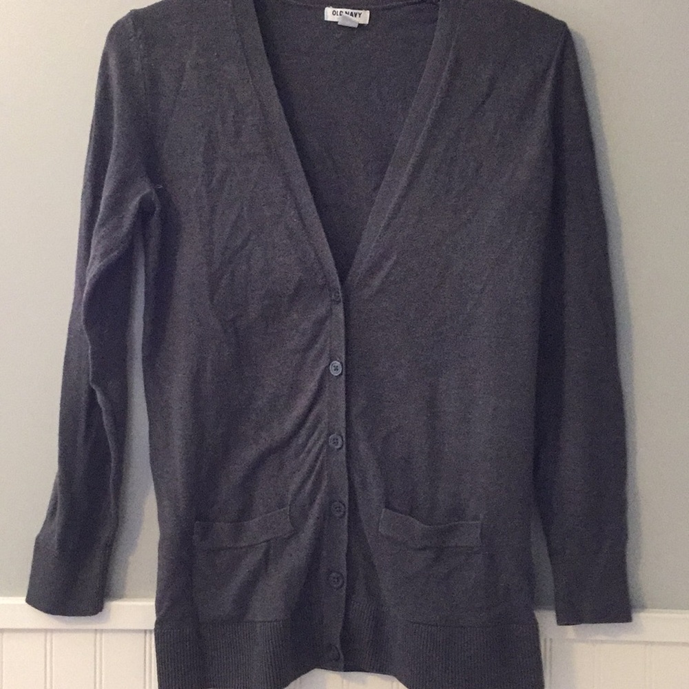 V neck button down sweater